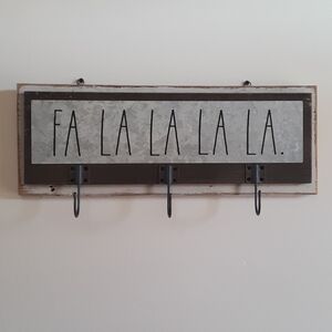Rae Dunn Christmas "Fa La La La La" Sign Stocking Holder Mug Holder